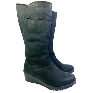 Eddie Bauer Lodge Wedge Waterproof Insulated Boot Women size 8.5 Black Leather